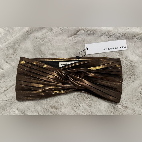 Eugenia Kim Azra Twisted Metallic Twill Bronze Turban Headband - Picture 6 of 11